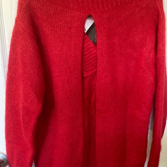 NWT Christopher Kane V Neck Mohair Wool Red Open Back Women's Luxury Sweater XL - Picture 7 of 10